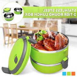 2-Layer Thermal Insulated Stainless Steel Round Lunch Food C