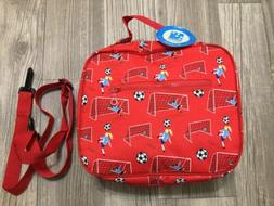 Red Girl Soccer Kids Insulated Lunch Bag With Strap