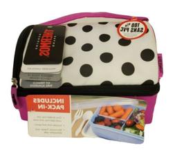 Insulated Lunch Kit Woman Girl Pink Polka Dot New With Tags
